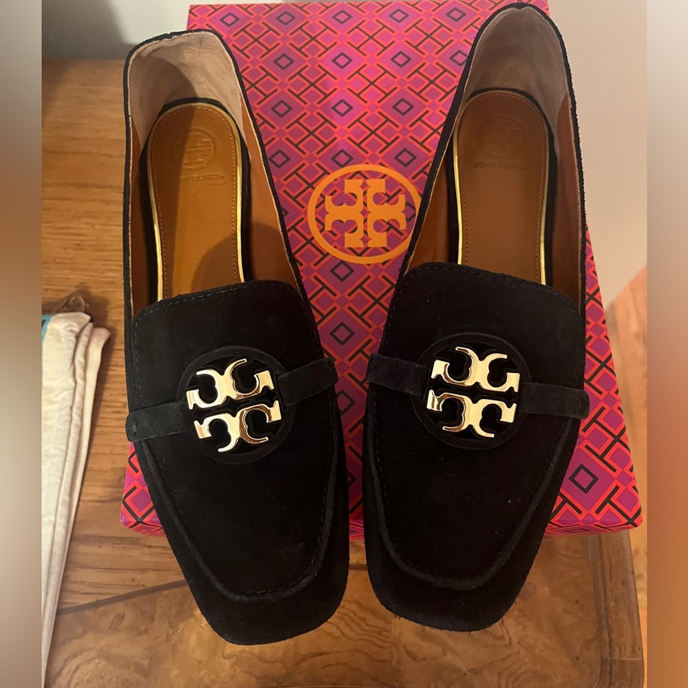 Tory Burch Metal Miller 15MM Loafer Black Suede